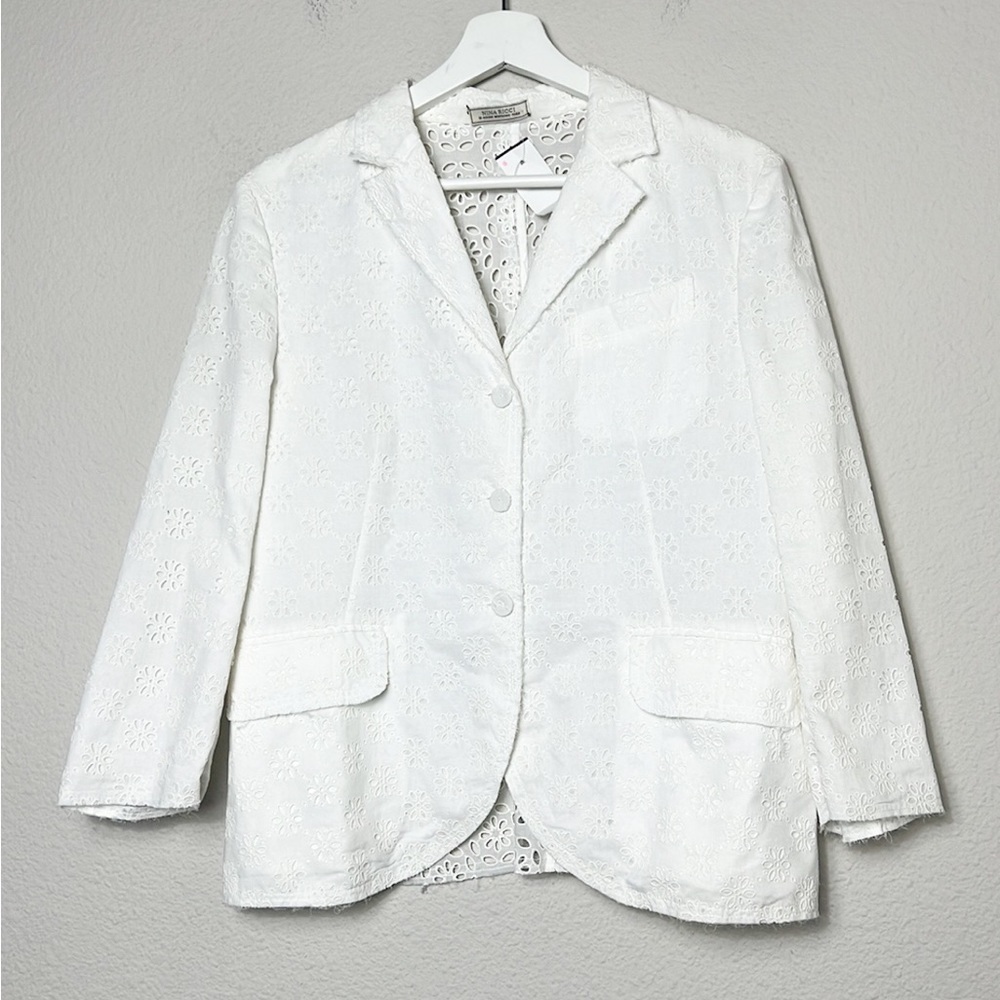 NWT Nina Ricci Eyelet White Blazer